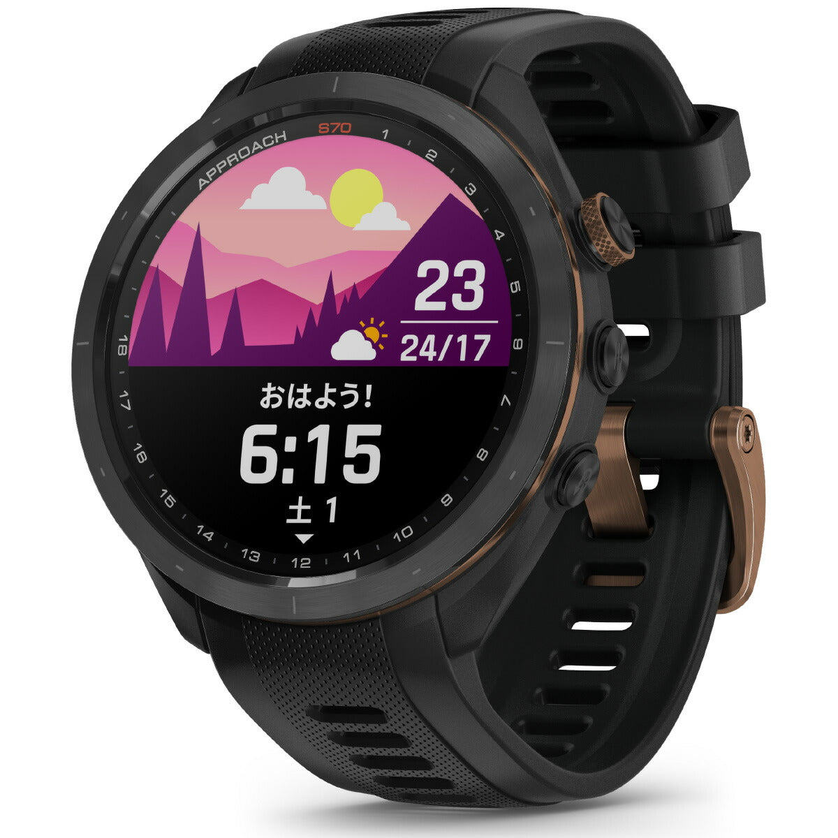 ガーミン GARMIN Approach S70 アプローチ S70 47mm ブラック ブロンズ エディション スマートウォッチ ウェアラブル ゴルフ 010-02746-71 腕時計 メンズ レディース【2024 新作】