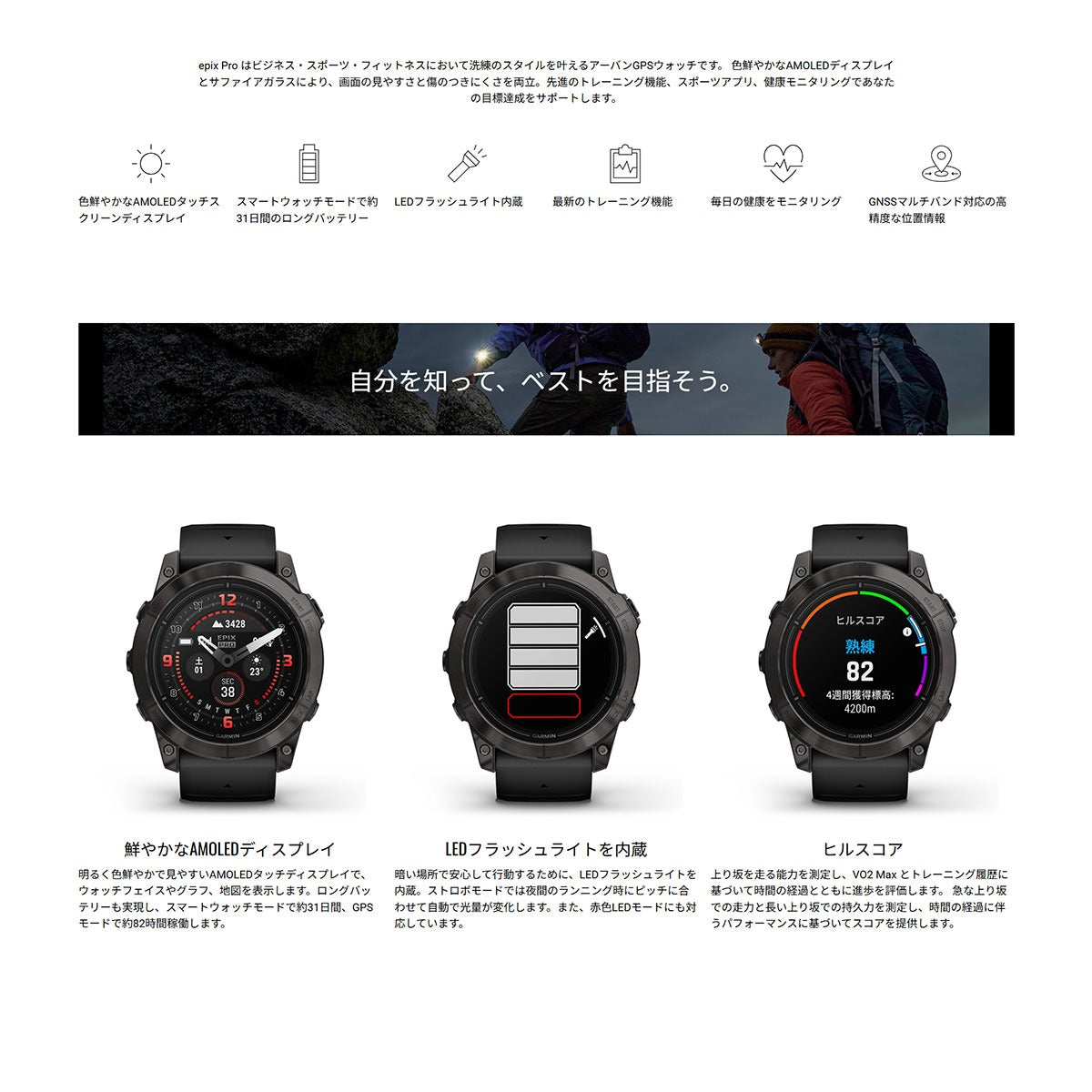 ガーミン GARMIN epix Pro Gen 2 51mm Sapphire エピックス プロ サファイヤ 010-02804-51 Ti Carbon Gray DLC / Black GPS スマートウォッチ 腕時計