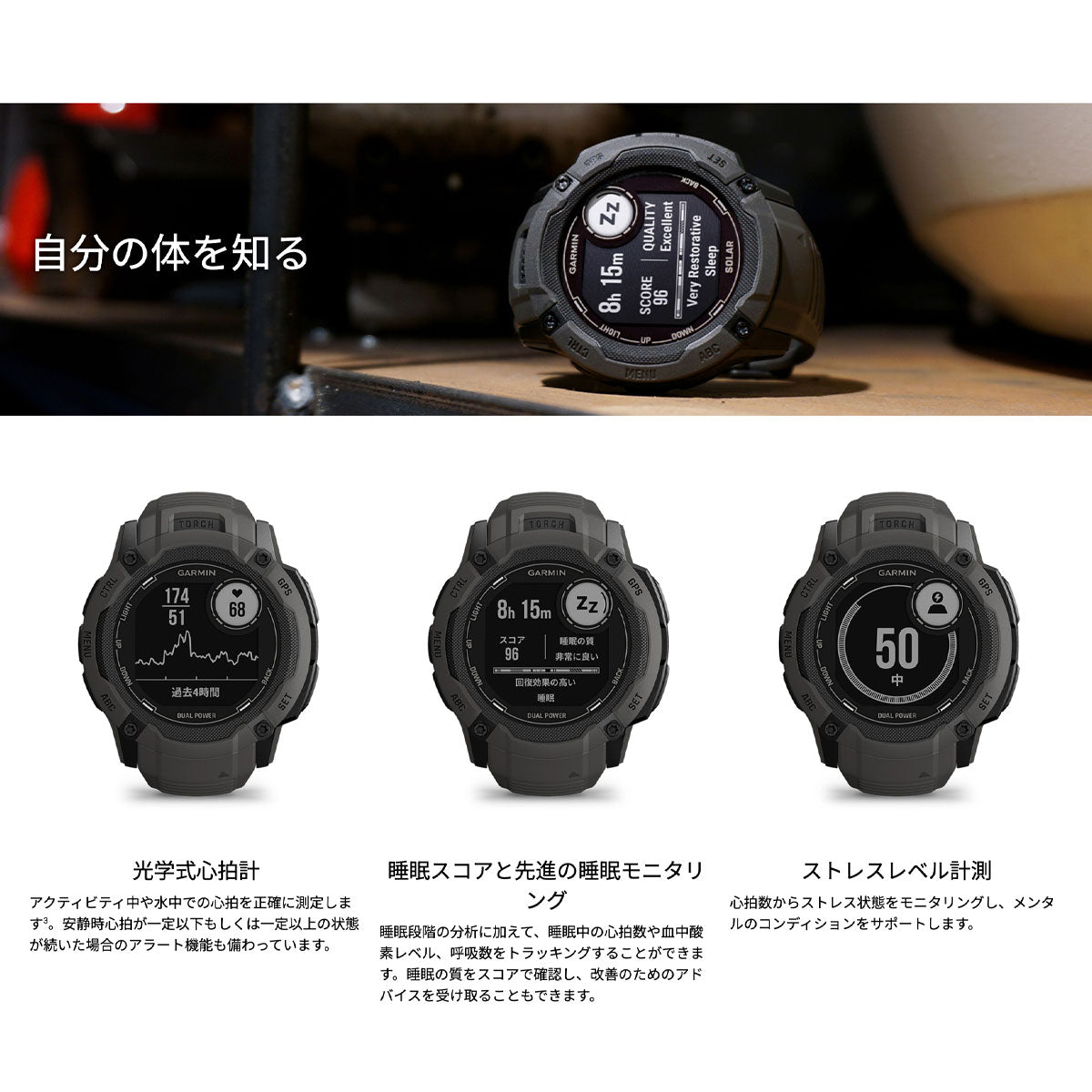 ガーミン GARMIN Instinct 2X Dual Power インスティンクト2X デュアルパワー 010-02805-52 GPS スマートウォッチ アウトドア 腕時計 メンズ レディース Moss