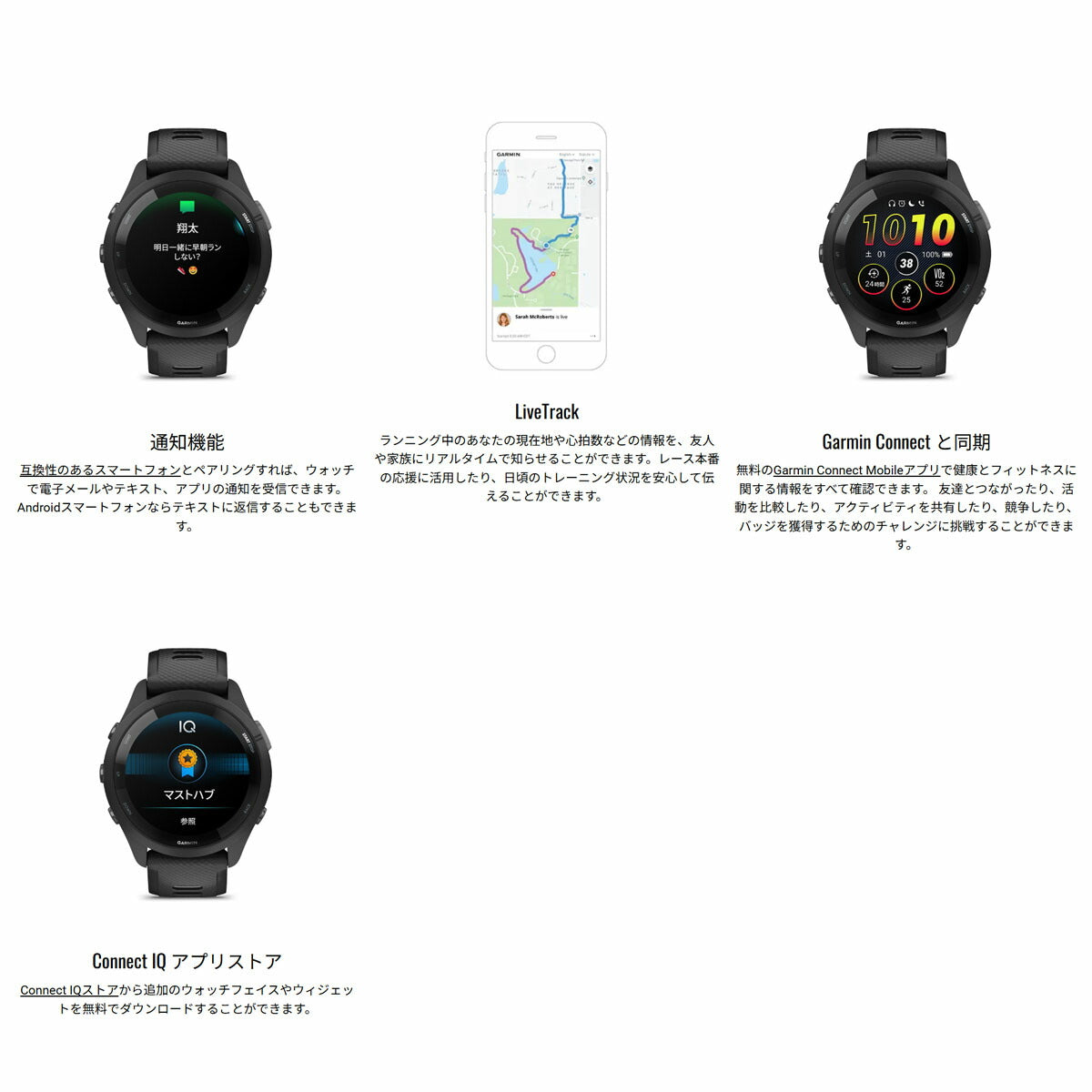 ガーミン GARMIN Forerunner 265 Black フォアランナー 265 010-02810-40 GPS ランニング スマートウォッチ 腕時計 ブラック