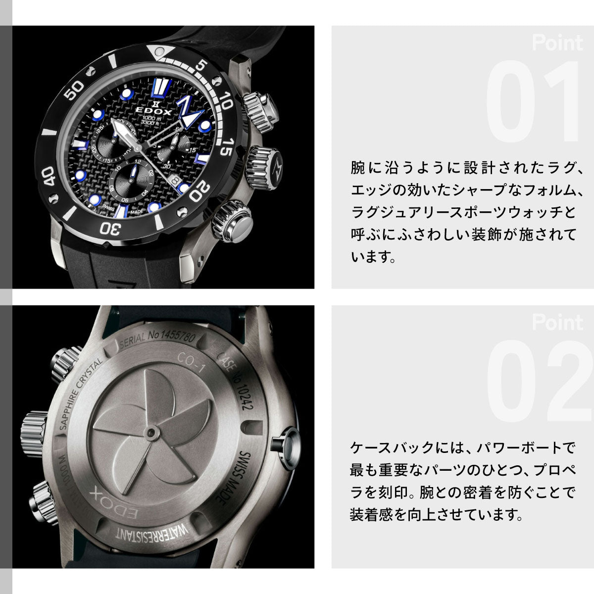 エドックス EDOX クロノオフショア1 クロノグラフ ジャパン リミテッド エディション 腕時計 メンズ 10242-TIN-NIBUGM CHRONOFFSHORE-1【60回分割手数料無料！】
