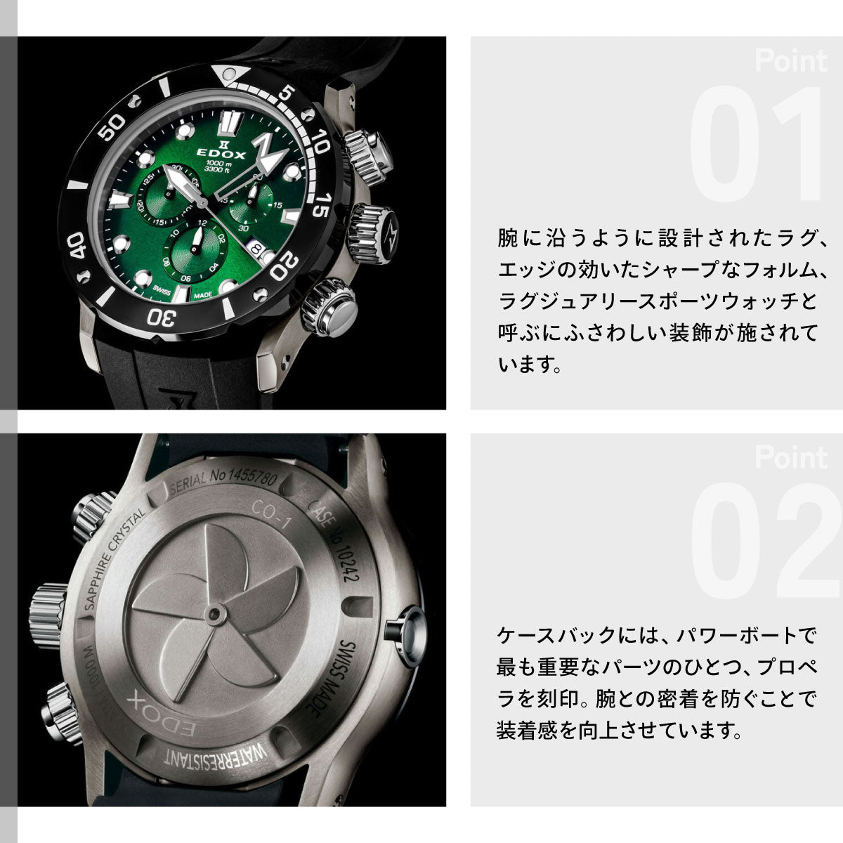 エドックス EDOX クロノオフショア1 クロノグラフ ジャパン リミテッド エディション 腕時計 メンズ 10242-TIN-VINGM CHRONOFFSHORE-1【60回分割手数料無料！】