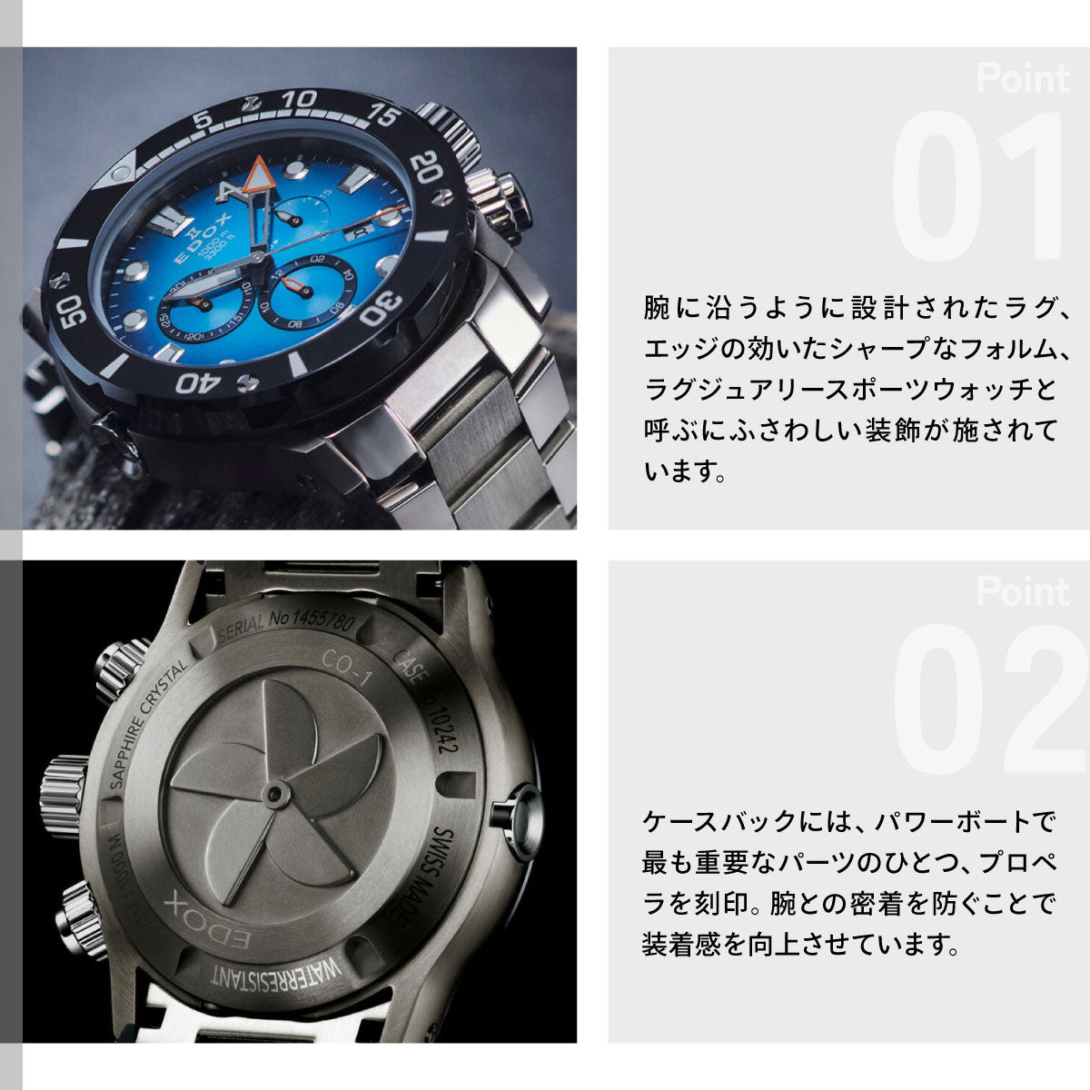エドックス EDOX クロノオフショア1 クロノグラフ 腕時計 メンズ 10242-TINM-BUIDN CHRONOFFSHORE-1【60回分割手数料無料！】