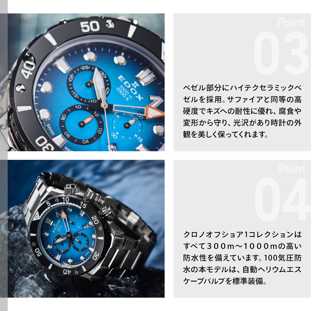エドックス EDOX クロノオフショア1 クロノグラフ 腕時計 メンズ 10242-TINM-BUIDN CHRONOFFSHORE-1【60回分割手数料無料！】