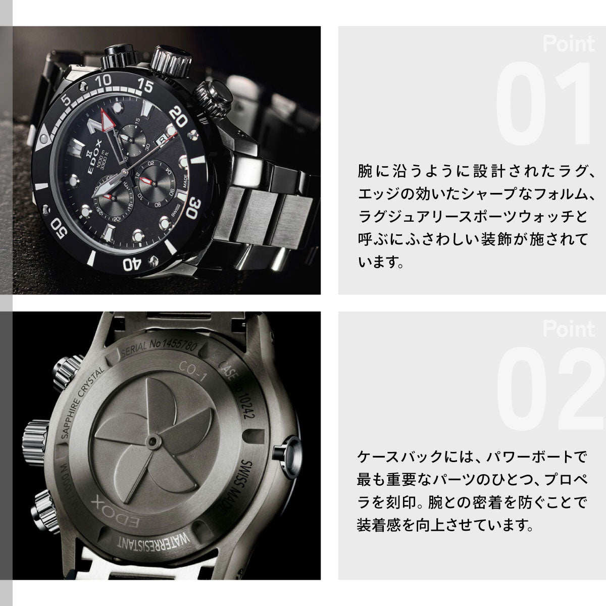 エドックス EDOX クロノオフショア1 クロノグラフ 腕時計 メンズ 10242-TINM-NIN CHRONOFFSHORE-1【60回分割手数料無料！】