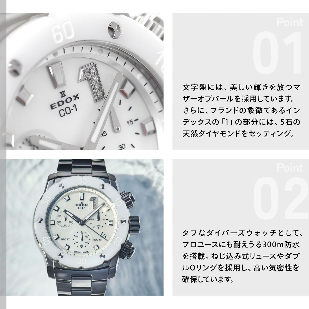 エドックス EDOX クロノオフショア1 クロノレディ 腕時計 レディース 10255-3BM-NADN CHRONOFFSHORE-1【60回分割手数料無料！】