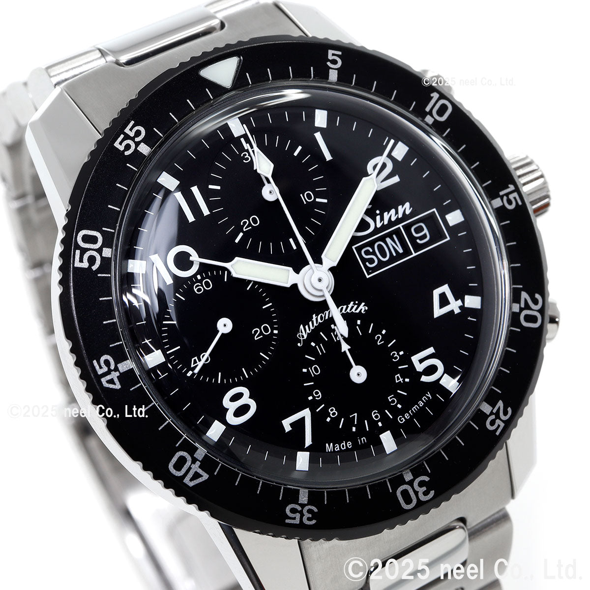 Sinn ジン 103.B.AUTO 自動巻き 腕時計 メンズ Chronographs クロノグラフ 新フォールディングクラスプ付きブレスレット ステンレススチール サテン ポリッシュ ドイツ製