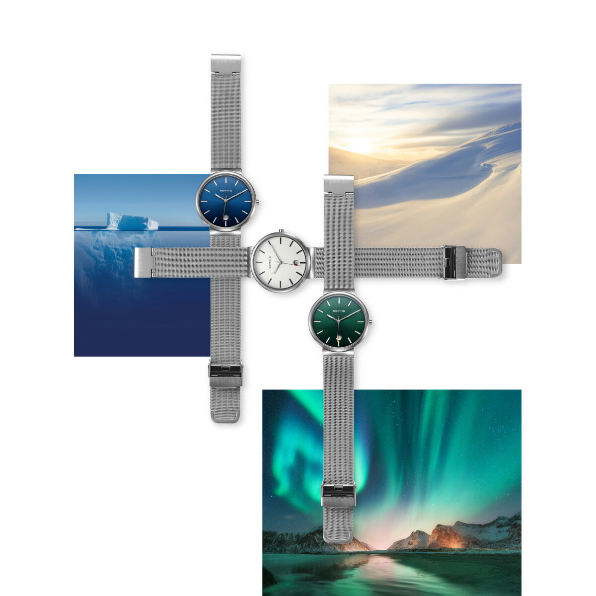 ベーリング BERING 腕時計 クラシック スカンジナビアン カービングメッシュ ブルー Unisex Classic Curving Mesh Blue 11035-007【2025 新作】