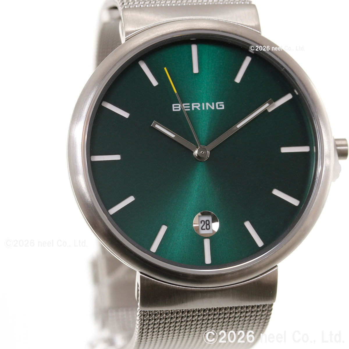 ベーリング BERING 腕時計 クラシック スカンジナビアン カービングメッシュ グリーン Unisex Classic Curving Mesh Green 11035-008