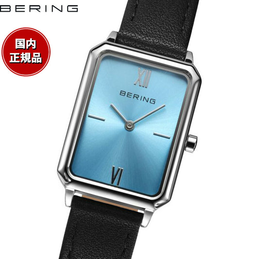 ベーリング BERING 腕時計 レディース クラシック レクタングル レザー アイスブルー Ladies Unisex Classic Rectangle Leather 17423-408【2025 新作】