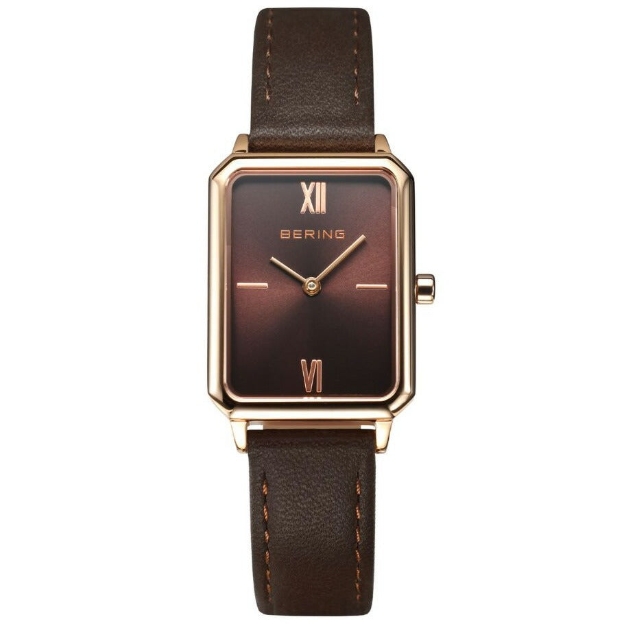 ベーリング BERING 腕時計 レディース クラシック レクタングル レザー ブラウン Ladies Unisex Classic Rectangle Leather 17423-565