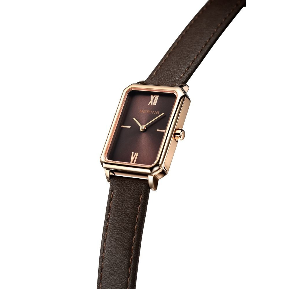 ベーリング BERING 腕時計 レディース クラシック レクタングル レザー ブラウン Ladies Unisex Classic Rectangle Leather 17423-565