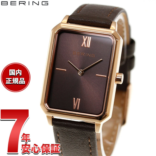 ベーリング BERING 腕時計 レディース クラシック レクタングル レザー ブラウン Ladies Unisex Classic Rectangle Leather 17423-565