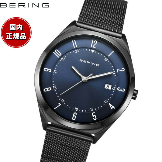 ベーリング BERING 腕時計 メンズ ウルトラスリム メッシュベルト ブルー×ブラック Mens Unisex Ultra Slim 18738-227【2025 新作】