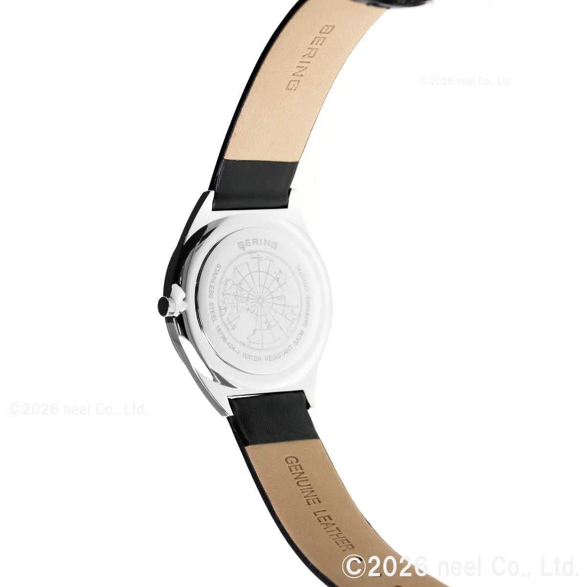 ベーリング BERING 腕時計 メンズ レディース ウルトラスリム レザーベルト ホワイト×ブラック Mens Unisex Ultra Slim 18738-404【2026 新作】