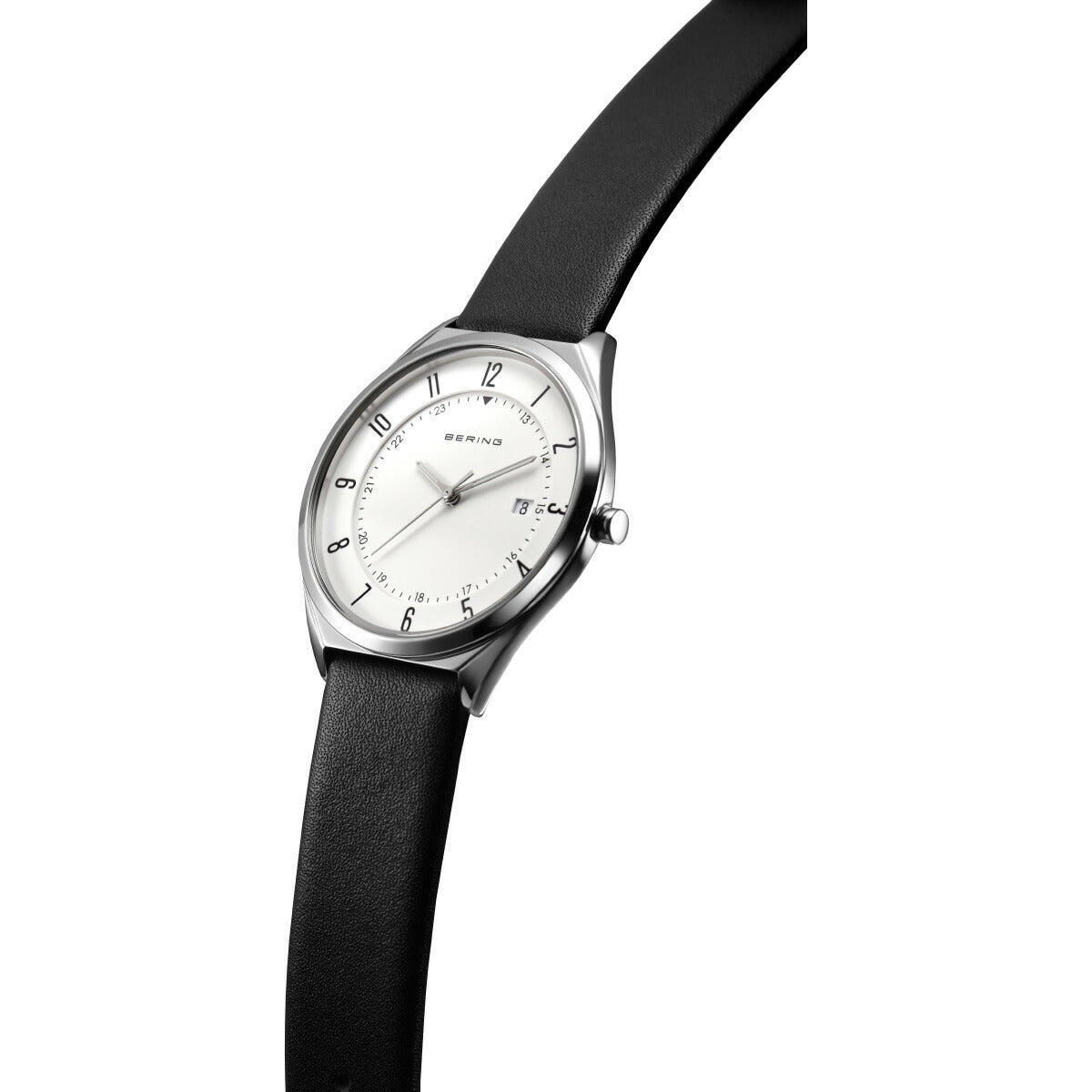 ベーリング BERING 腕時計 メンズ レディース ウルトラスリム レザーベルト ホワイト×ブラック Mens Unisex Ultra Slim 18738-404【2026 新作】