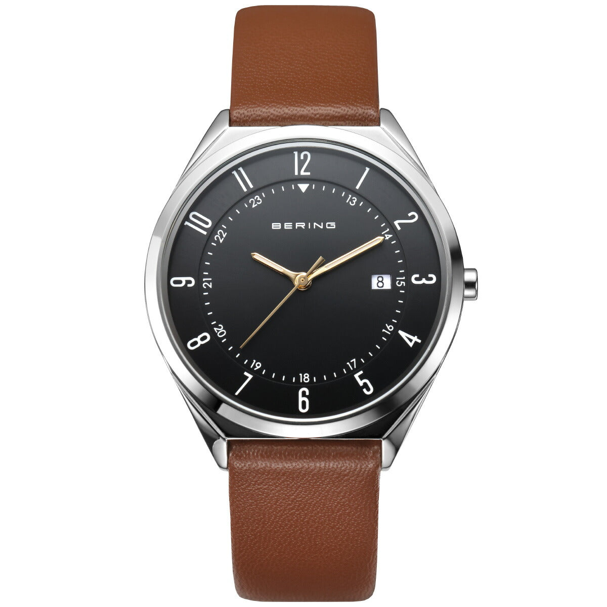 ベーリング BERING 腕時計 メンズ レディース ウルトラスリム レザーベルト ブラック×ブラウン Mens Unisex Ultra Slim 18738-502【2026 新作】