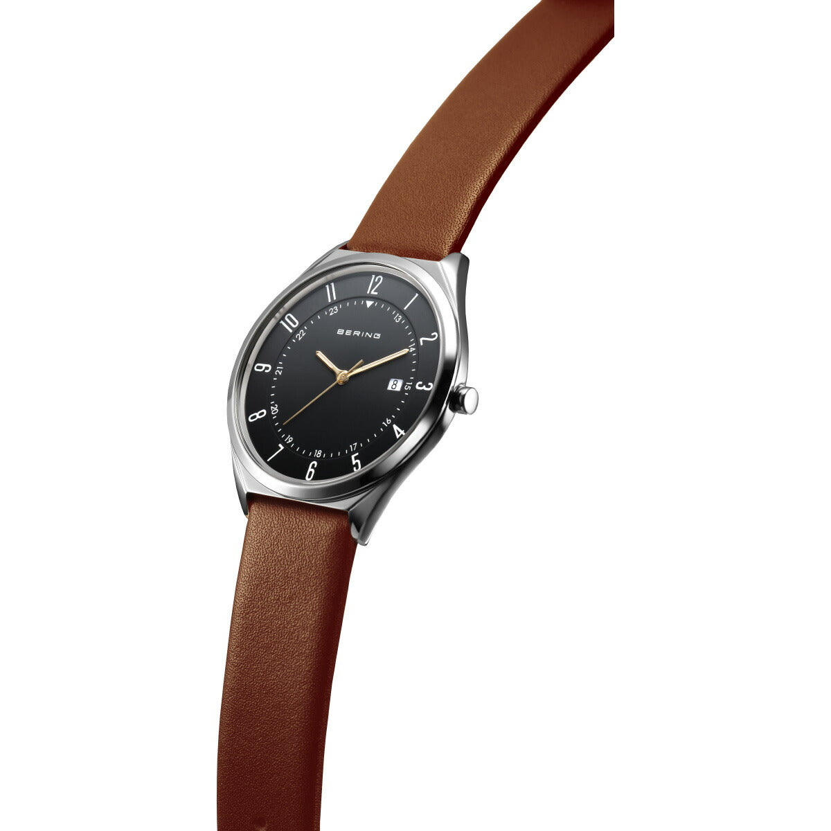 ベーリング BERING 腕時計 メンズ レディース ウルトラスリム レザーベルト ブラック×ブラウン Mens Unisex Ultra Slim 18738-502【2026 新作】
