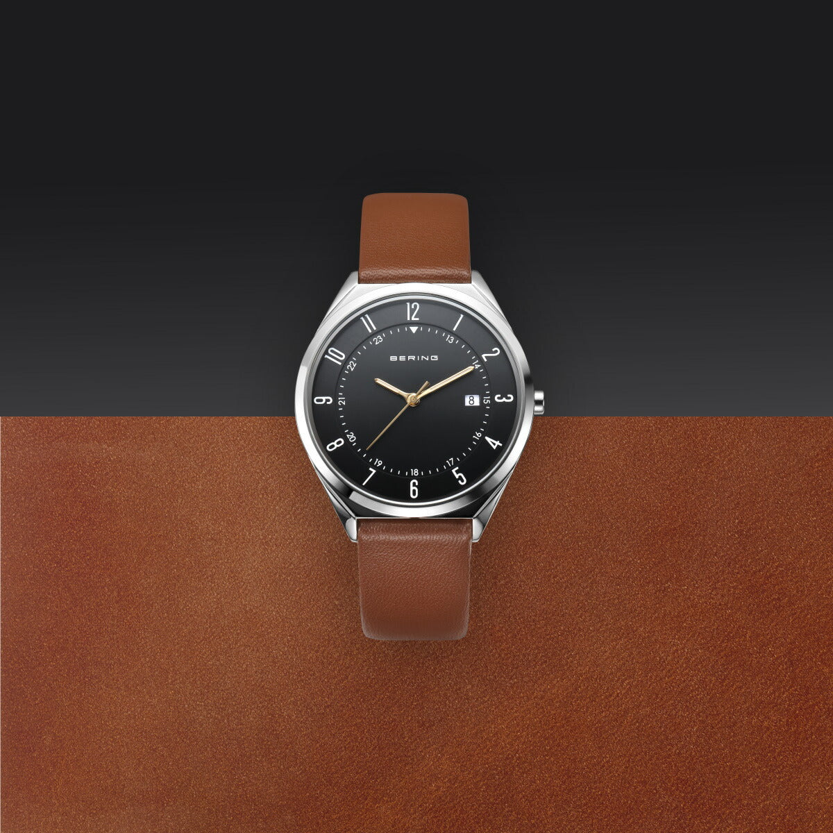 ベーリング BERING 腕時計 メンズ レディース ウルトラスリム レザーベルト ブラック×ブラウン Mens Unisex Ultra Slim 18738-502【2026 新作】