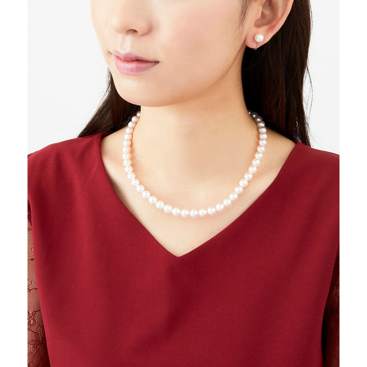 パール ネックレス＆イヤリング 7.5～8mm 3PLGGC75E GGC鑑別書付