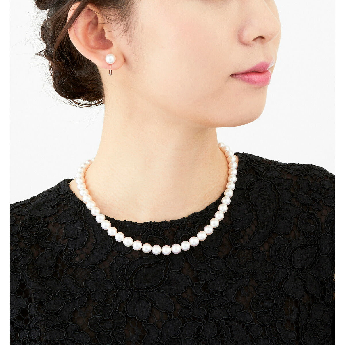 パール ネックレス＆イヤリング 8～8.5mm 3PLGGC80E GGC鑑別書付