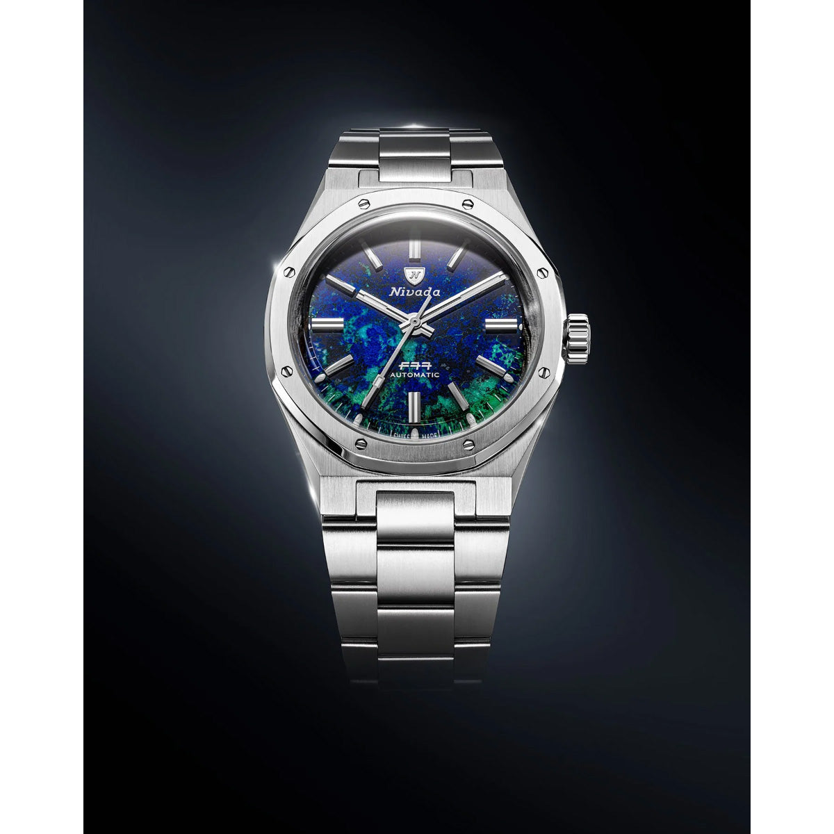 ニバダ グレンヒェン NIVADA GRENCHEN F77 MK2 ストーンダイヤル 100YEARS EDITION アズライト ブレスレット 腕時計 メンズ 68056A77【60回分割手数料無料！】【2026 新作】