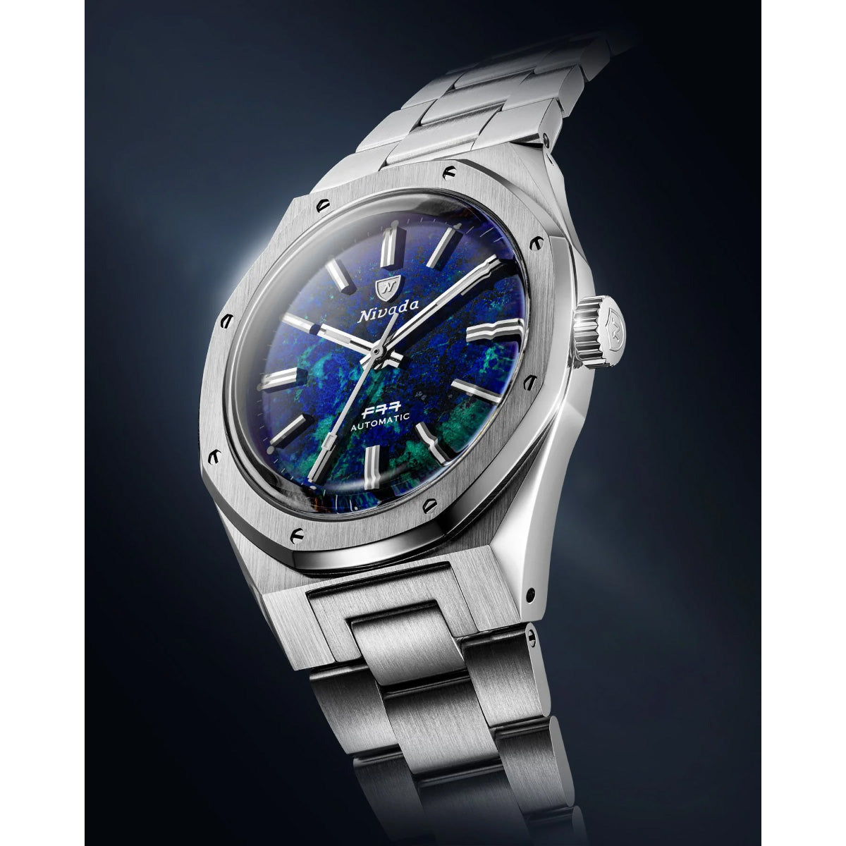ニバダ グレンヒェン NIVADA GRENCHEN F77 MK2 ストーンダイヤル 100YEARS EDITION アズライト ブレスレット 腕時計 メンズ 68056A77【60回分割手数料無料！】【2026 新作】