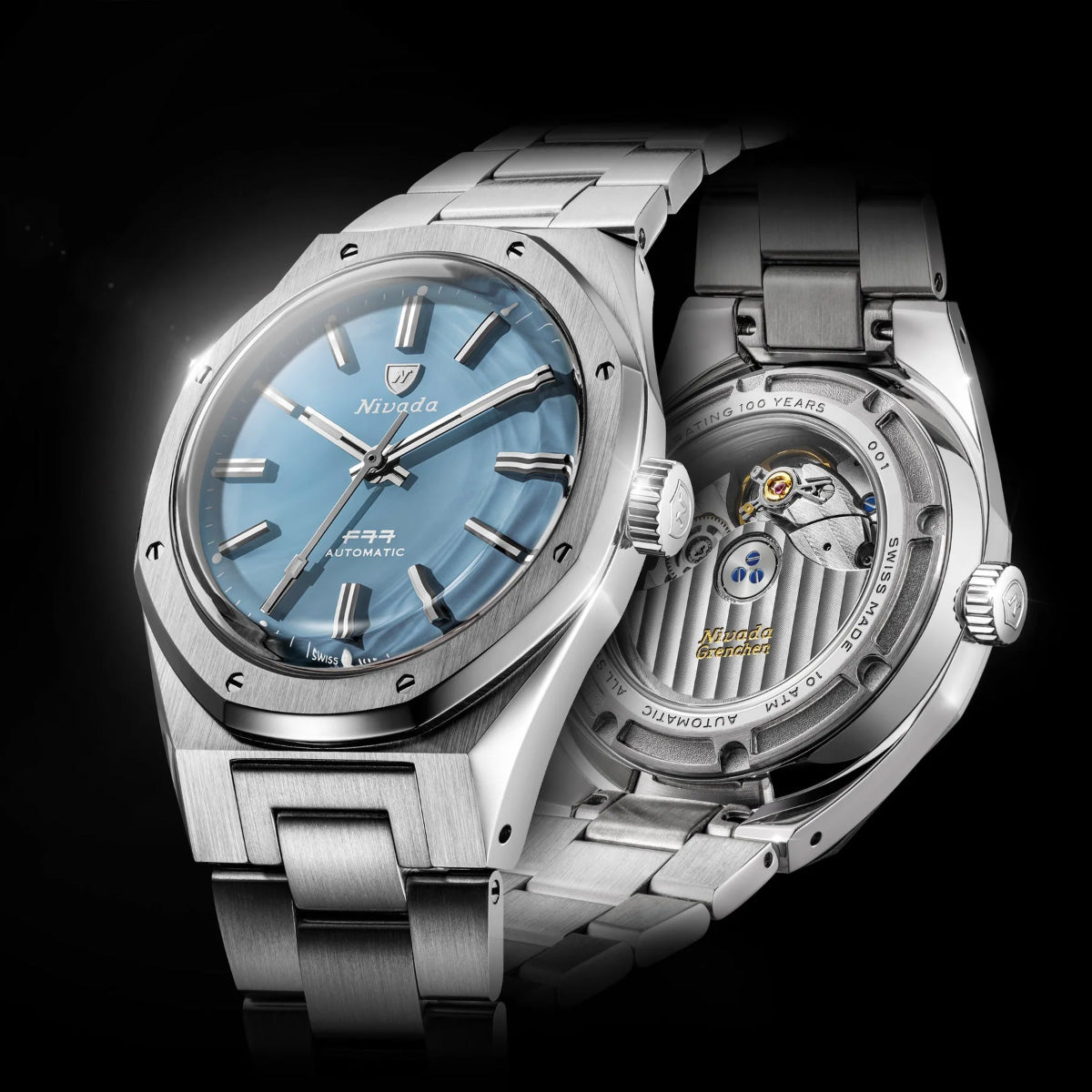 ニバダ グレンヒェン NIVADA GRENCHEN F77 MK2 ストーンダイヤル 100YEARS EDITION アイスアゲート ブレスレット 腕時計 メンズ 68061A77 限定【60回分割手数料無料！】【2026 新作】