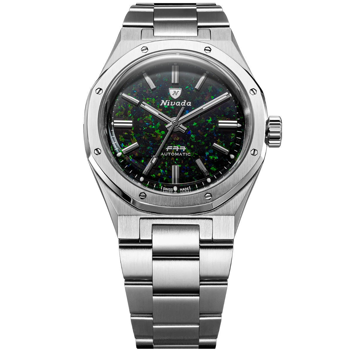 ニバダ グレンヒェン NIVADA GRENCHEN F77 MK2 ストーンダイヤル 100YEARS EDITION ブラックオパール ブレスレット 腕時計 メンズ 68062A77【60回分割手数料無料！】【2026 新作】