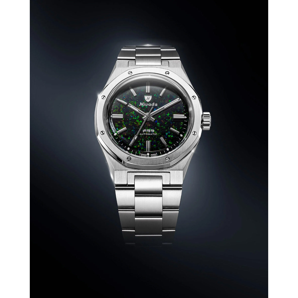 ニバダ グレンヒェン NIVADA GRENCHEN F77 MK2 ストーンダイヤル 100YEARS EDITION ブラックオパール ブレスレット 腕時計 メンズ 68062A77【60回分割手数料無料！】【2026 新作】