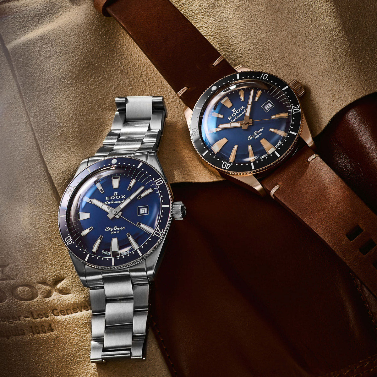 エドックス EDOX スカイダイバー デイト オートマティック リミテッドエディション 腕時計 メンズ 自動巻き ミリタリーウォッチ 世界限定600本 80126-3BUM-BUIN SKYDIVER【60回分割手数料無料！】