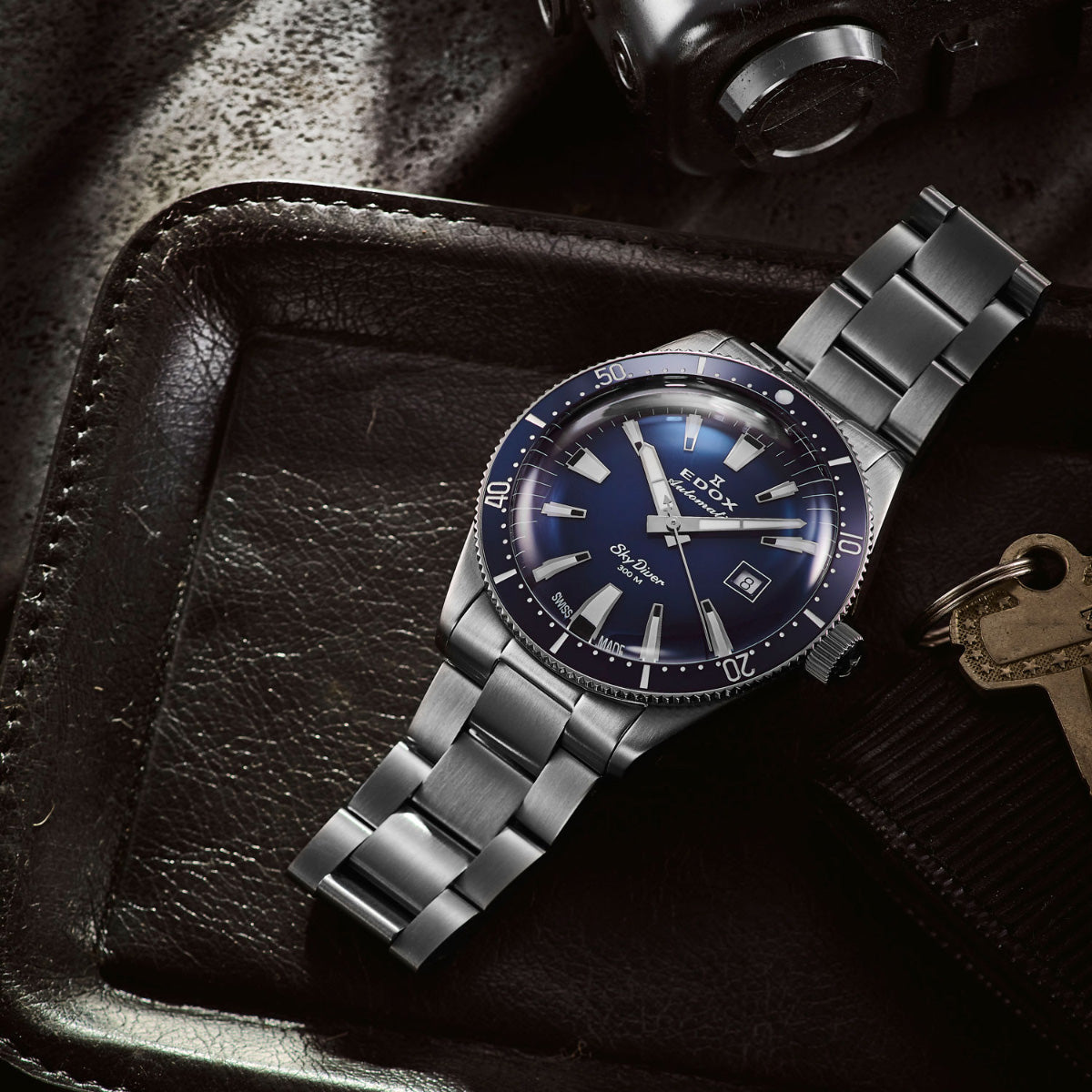 エドックス EDOX スカイダイバー デイト オートマティック リミテッドエディション 腕時計 メンズ 自動巻き ミリタリーウォッチ 世界限定600本 80126-3BUM-BUIN SKYDIVER【60回分割手数料無料！】