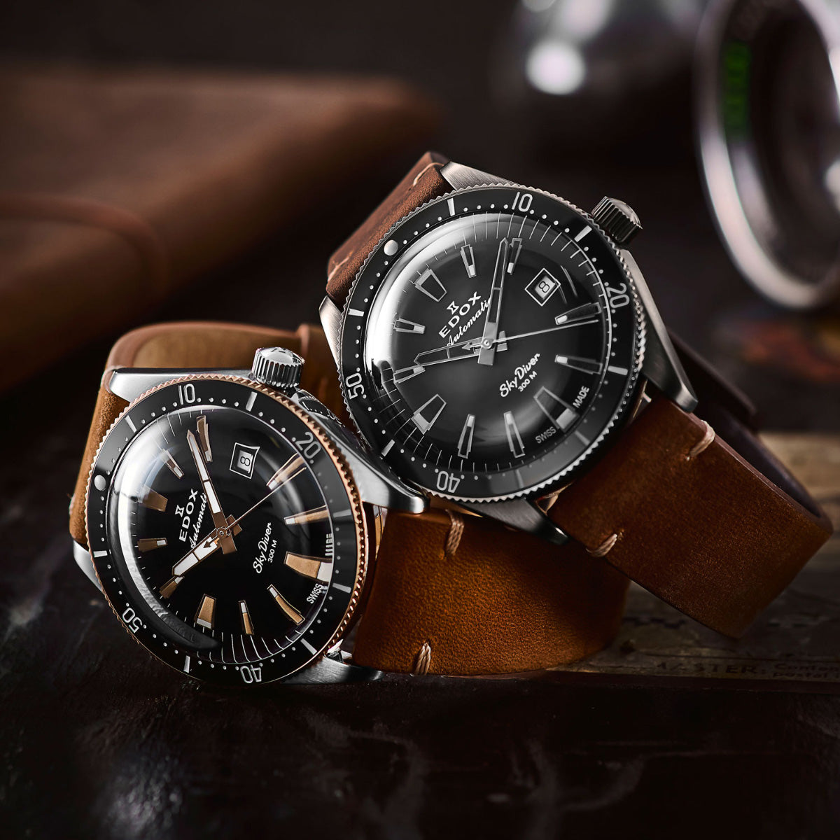 エドックス EDOX スカイダイバー デイト オートマティック リミテッドエディション 腕時計 メンズ 自動巻き ミリタリーウォッチ 世界限定600本 80126-3VIN-GDN SKYDIVER【60回分割手数料無料！】