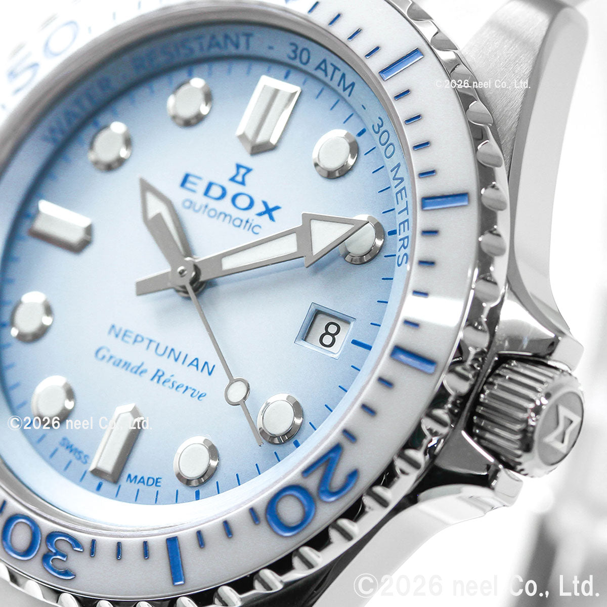 エドックス EDOX ネプチュニアン グランデ リザーブ デイト オートマティック 腕時計 メンズ 自動巻き ダイバーズウォッチ 80801-3BBUCA-BUCDN NEPTUNIAN【60回分割手数料無料！】
