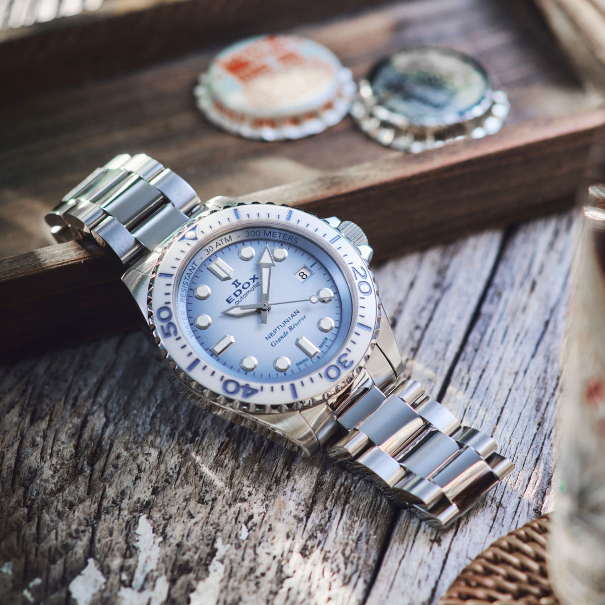 エドックス EDOX ネプチュニアン グランデ リザーブ デイト オートマティック 腕時計 メンズ 自動巻き ダイバーズウォッチ 80801-3BBUM-BUCDN NEPTUNIAN【60回分割手数料無料！】