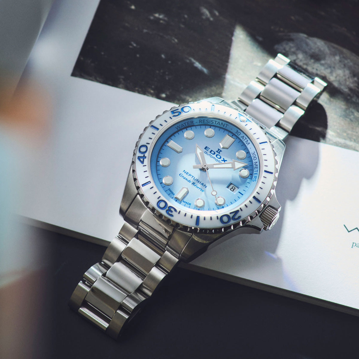 エドックス EDOX ネプチュニアン グランデ リザーブ デイト オートマティック 腕時計 メンズ 自動巻き ダイバーズウォッチ 80801-3BBUM-BUCDN NEPTUNIAN【60回分割手数料無料！】