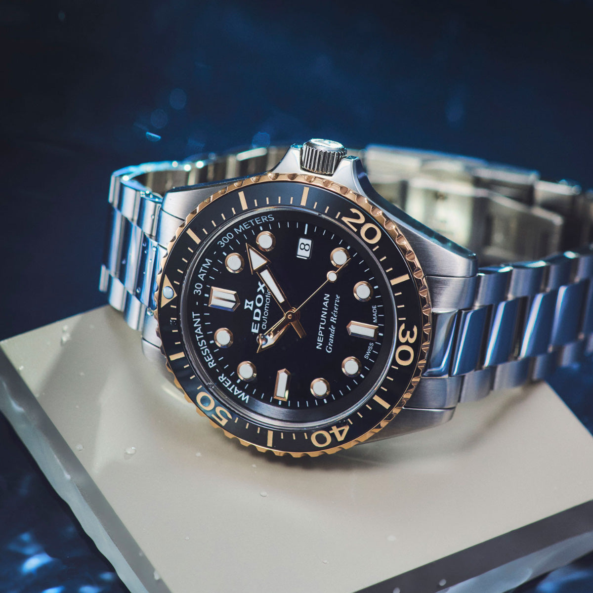 エドックス EDOX ネプチュニアン グランデ リザーブ デイト オートマティック 腕時計 メンズ 自動巻き ダイバーズウォッチ 80801-3NRM-NIR NEPTUNIAN【60回分割手数料無料！】