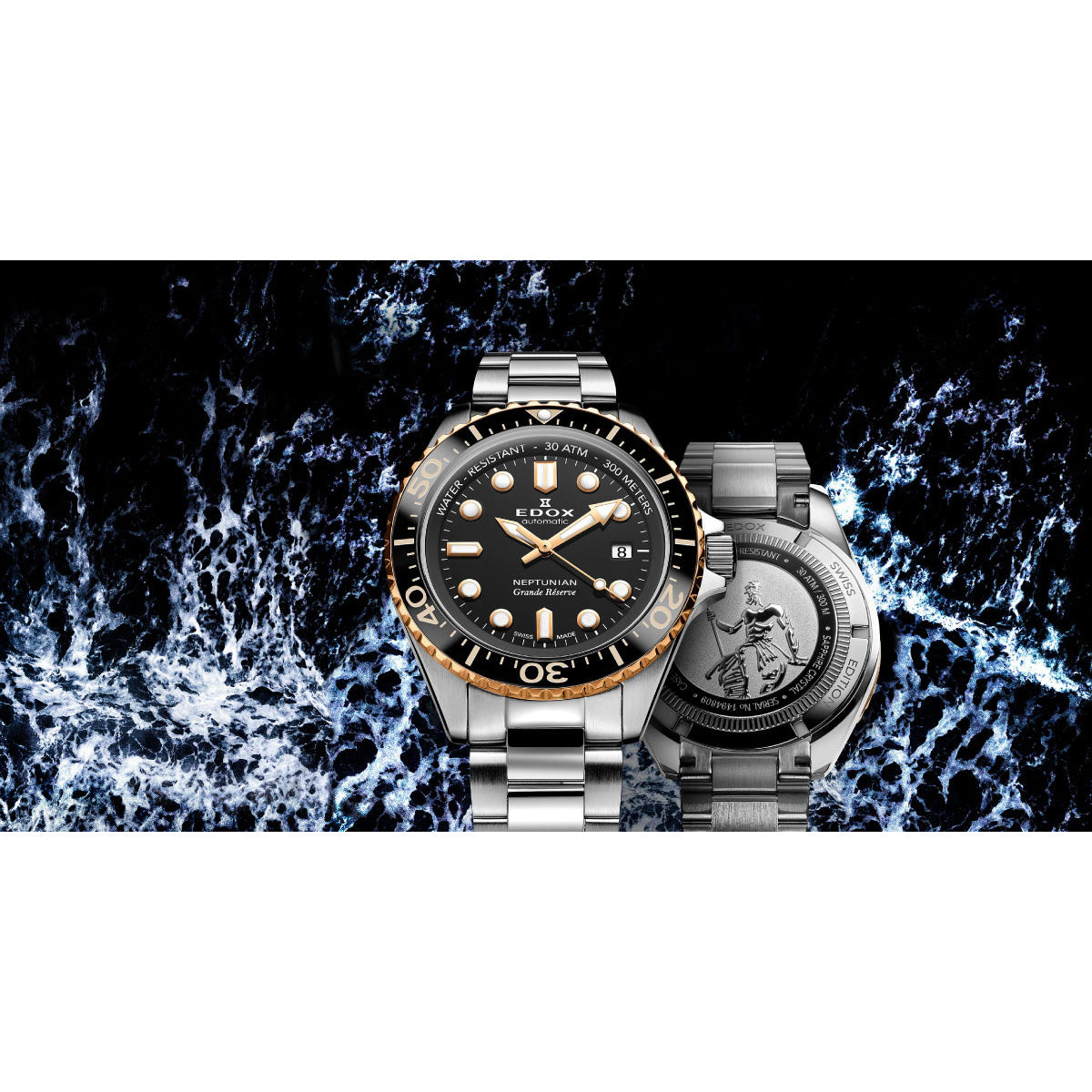 エドックス EDOX ネプチュニアン グランデ リザーブ デイト オートマティック 腕時計 メンズ 自動巻き ダイバーズウォッチ 80801-3NRM-NIR NEPTUNIAN【60回分割手数料無料！】