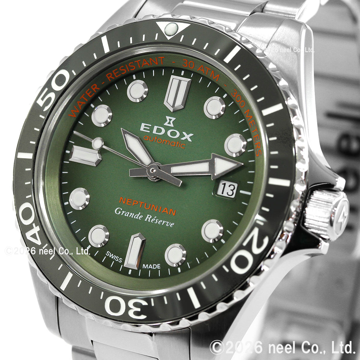 エドックス EDOX ネプチュニアン グランデ リザーブ デイト オートマティック 腕時計 メンズ 自動巻き ダイバーズウォッチ 80801-3VM-VDN NEPTUNIAN【60回分割手数料無料！】