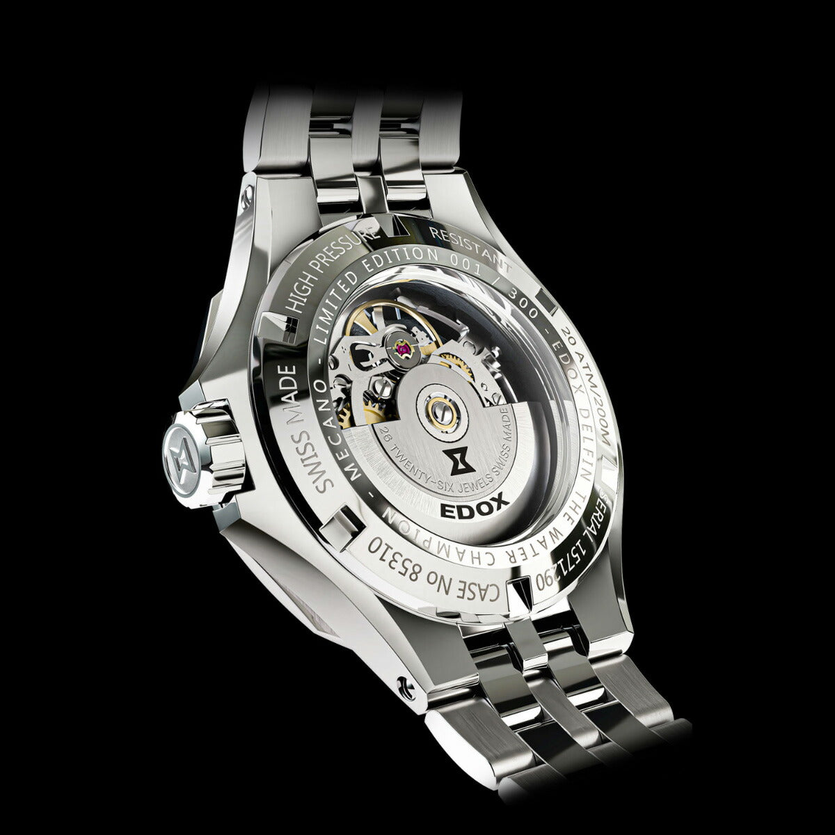 エドックス EDOX デルフィン オリジナル メカノ オートマティック ダマスカス リミテッドエディション 腕時計 メンズ 自動巻き 世界限定300本 85310-3DM-NGIN DELFIN【60回分割手数料無料！】