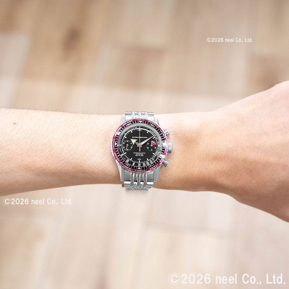 ニバダ グレンヒェン NIVADA GRENCHEN クロノマスター ブロードアロー ブラック 5カラーベゼルセット マニュアル ライスブレスレット 86056M04LC 腕時計 手巻き【60回分割手数料無料！】