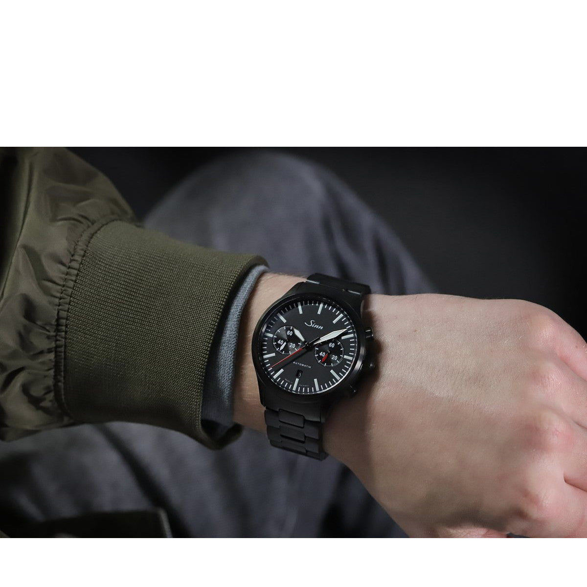 Sinn ジン 936 S 自動巻き 世界100本限定 腕時計 メンズ Chronographs クロノグラフ ブラックブレスレット カウレザー付属 ドイツ製