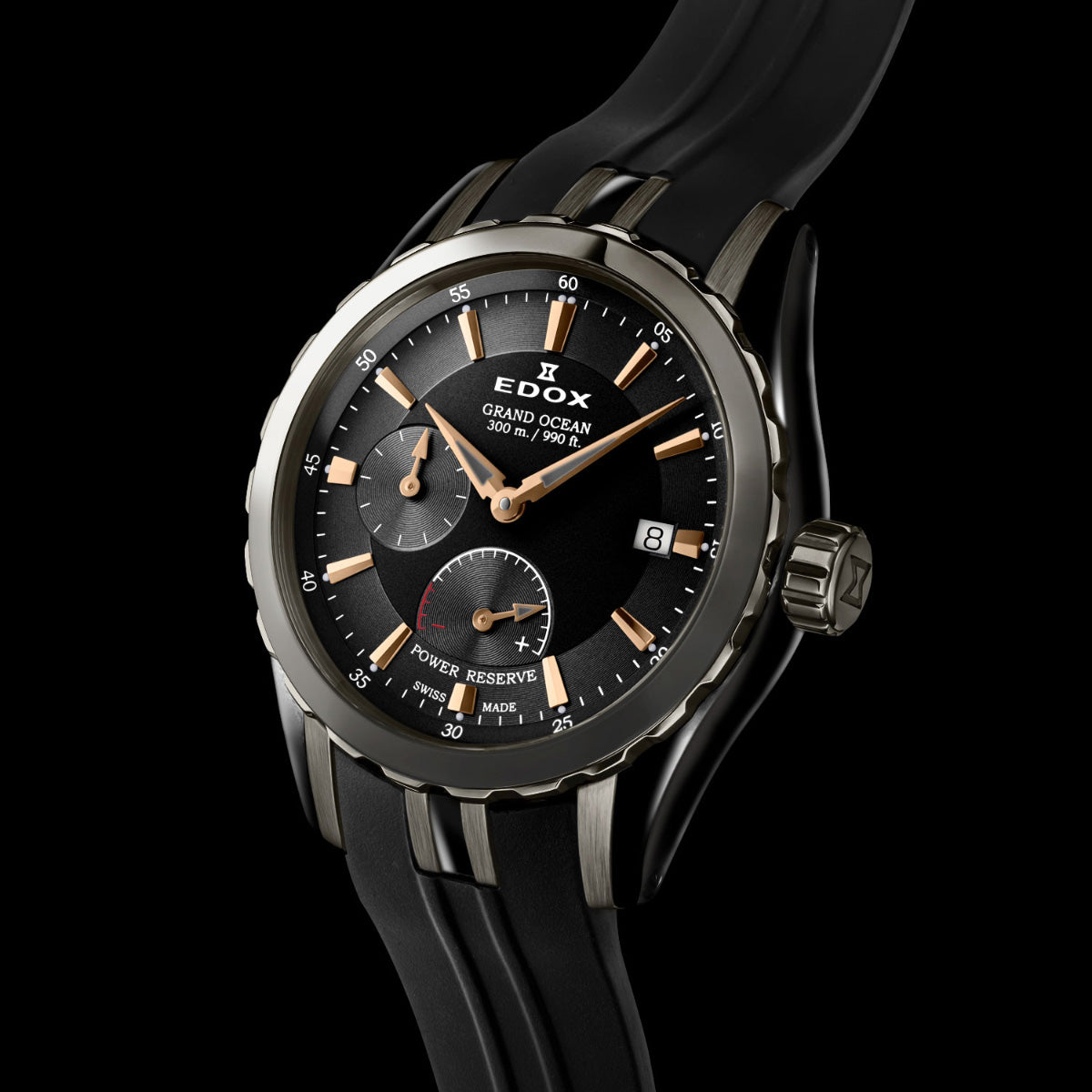 エドックス EDOX グランドオーシャン パワーリザーブ オートマティック 腕時計 メンズ 自動巻き ダイバーズウォッチ スモールセコンド 94500-357GNCA-NIR GRAND OCEAN【60回分割手数料無料！】