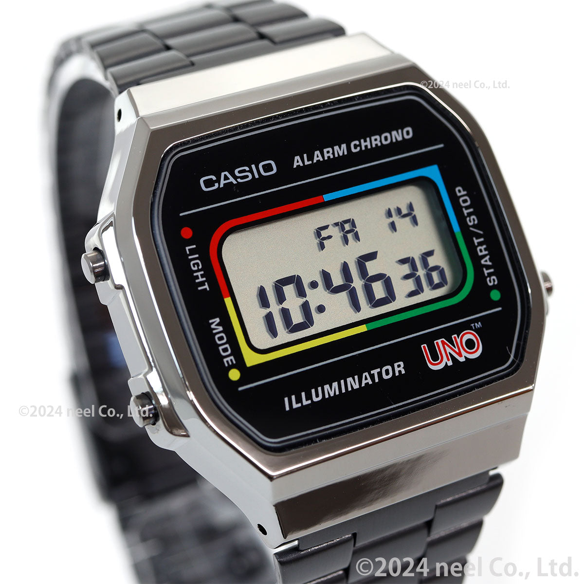 カシオ CASIO CLASSIC UNO コラボレーション 限定モデル デジタル 腕時計 A168WEUC-1AJR ウノ ワイルドカード デザイン【2024 新作】