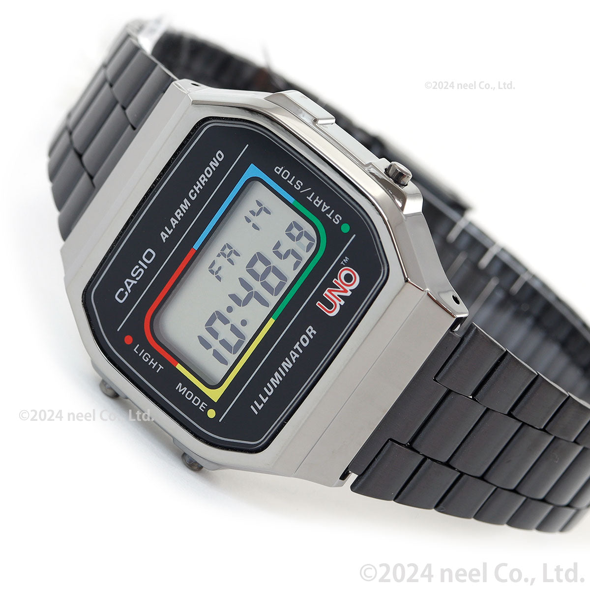 カシオ CASIO CLASSIC UNO コラボレーション 限定モデル デジタル 腕時計 A168WEUC-1AJR ウノ ワイルドカード デザイン【2024 新作】