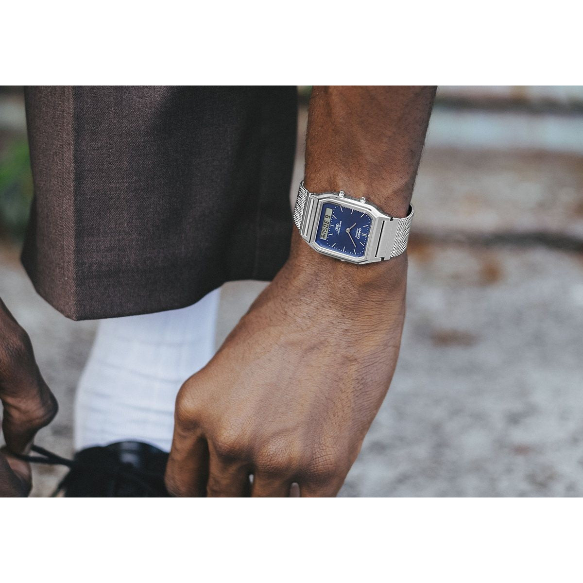 カシオ クラシック CASIO CLASSIC デジタル 限定モデル 腕時計 AQ-230EM-2AJF ネイビー【2025 新作】