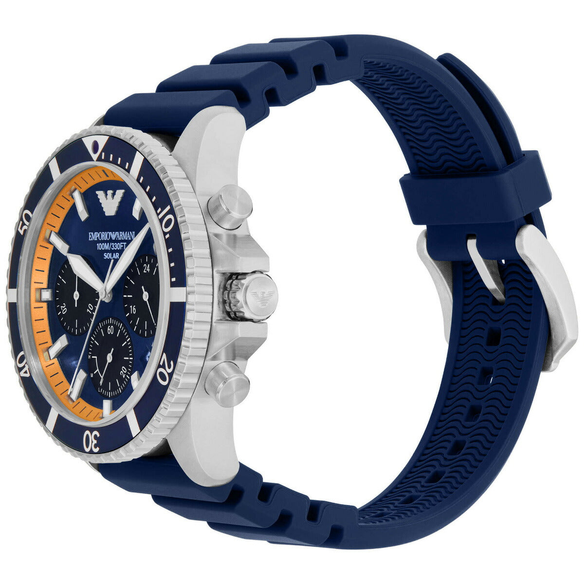 エンポリオアルマーニ EMPORIO ARMANI 腕時計 メンズ ワールドエクスプローラー ソーラーパワー クロノグラフウォッチ ブルーシリコン AR11696【2025 新作】