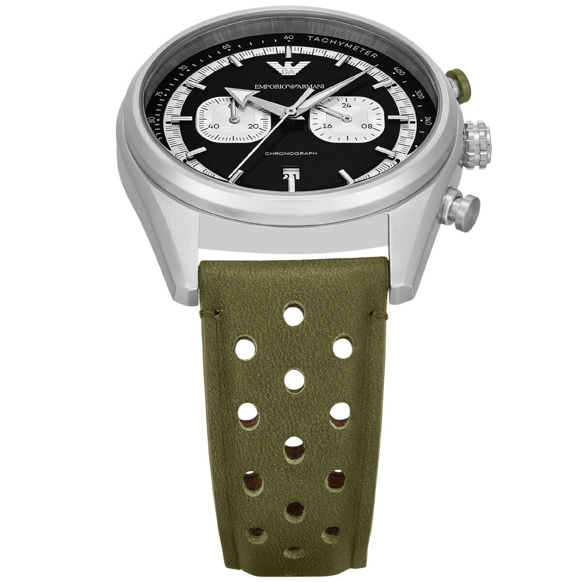 エンポリオアルマーニ EMPORIO ARMANI 腕時計 メンズ クロノグラフウォッチ グリーンレザー AR11709【2025 新作】