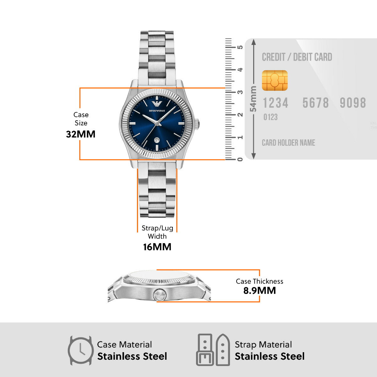 エンポリオアルマーニ EMPORIO ARMANI 腕時計 レディース 3針デイトウォッチ ステンレススチール AR11717