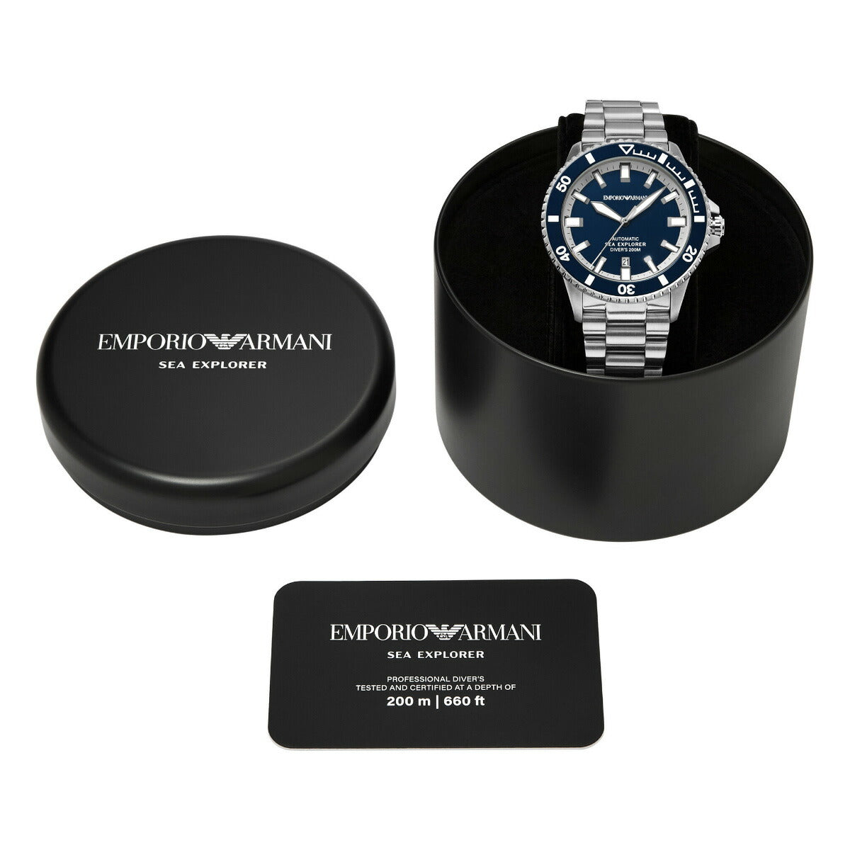 エンポリオアルマーニ EMPORIO ARMANI 腕時計 メンズ シーエクスプローラー 自動巻きウォッチ ステンレススチール AR60087【2025 新作】